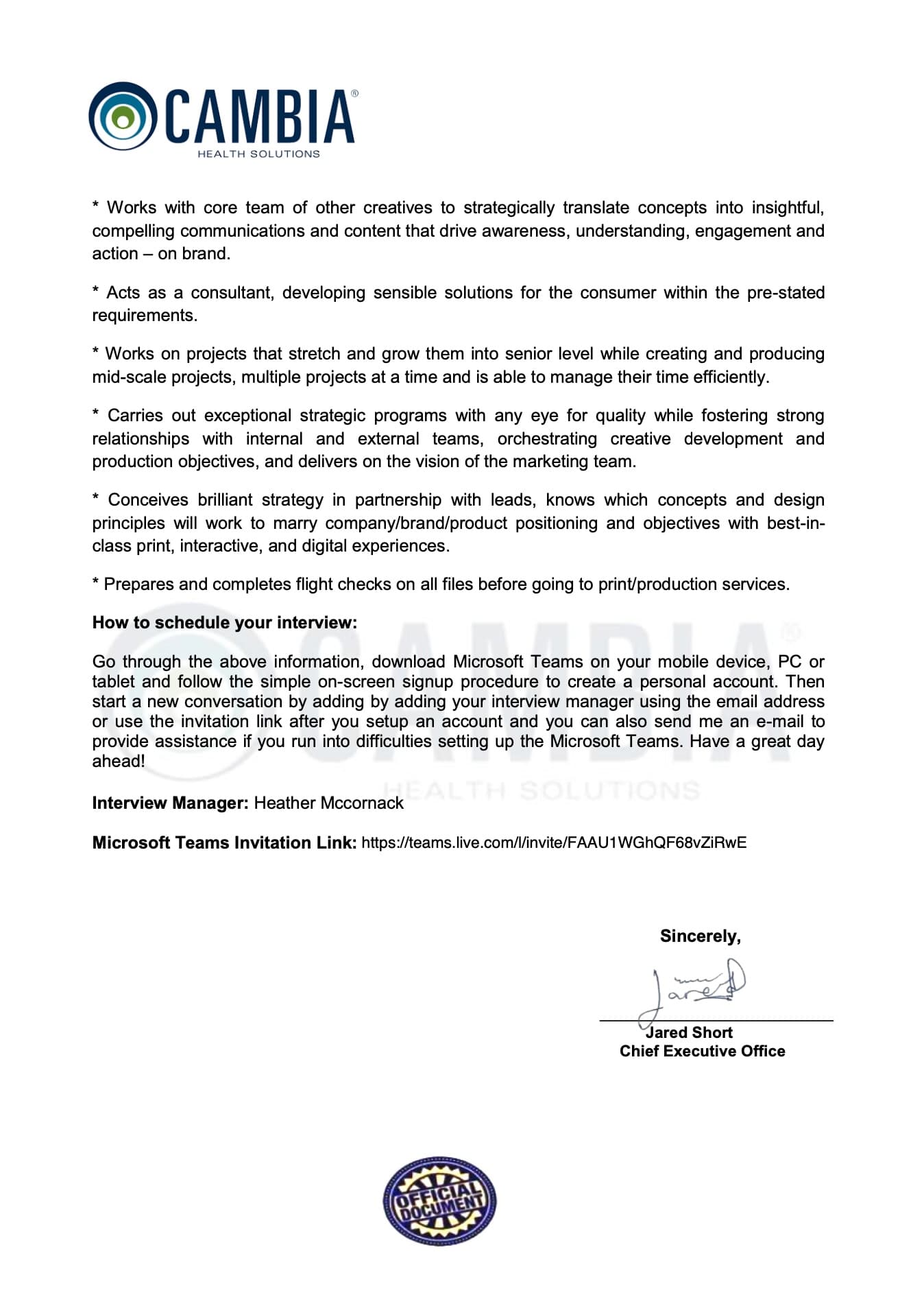 cambia health solutions job scam - Graphic Designer